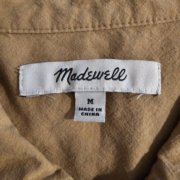 Madewell Signature Poplin Oversize Shirt Button Up Relaxed Long Sleeve Khaki M - Picture 8 of 13